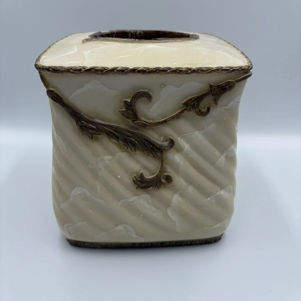 Croscill Tissue Box Cover Faux Marble Vintage Hollywood Regency Style